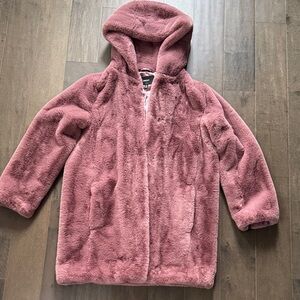 NWT DKNY Pink Faux Fur Hooded Coat